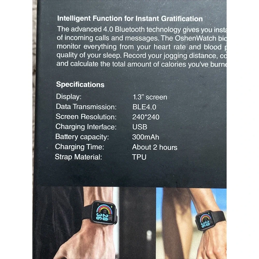 Oshen Smart Band Sport Watch Black - Fitness Activity Tracker